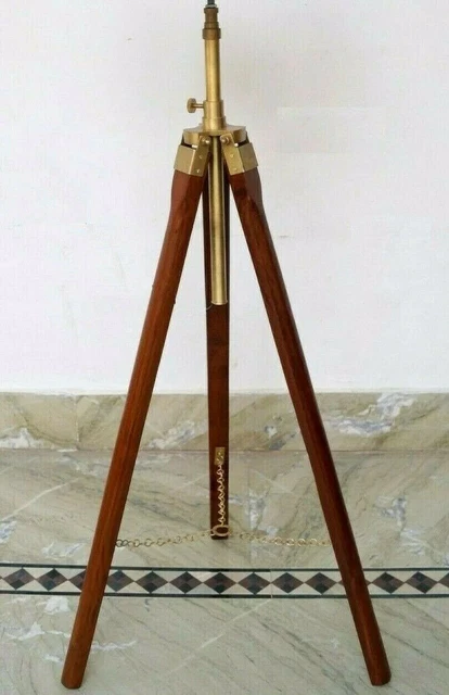 Lampadaire trépied bois naturel,marron 160 cm