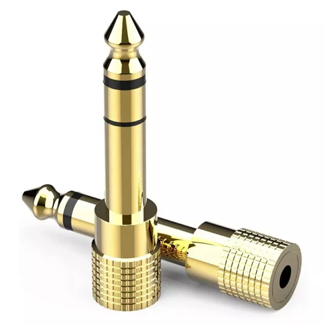 SMALL to BIG Headphone Adapter Converter Plug  3.5mm to 6.35mm Jack Audio GOLD