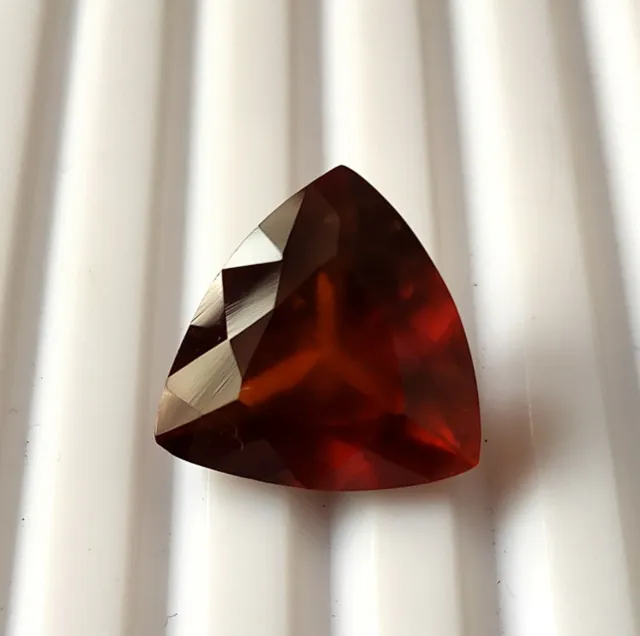 11.60 Carat Natural Red Hessonite Garnet 15X15 MM Trillion Cut Faceted Gemstone