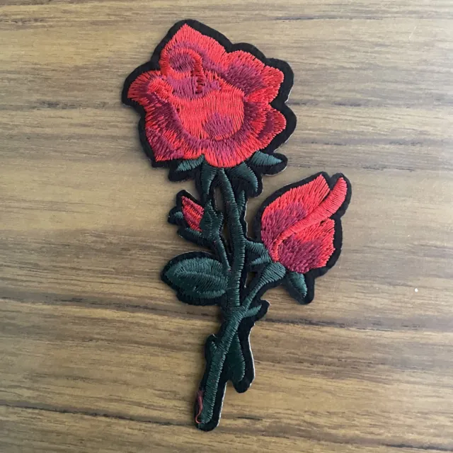 1pc Rose Flower Embroidered Patch Cloth Iron On Applique craft sewing #2019