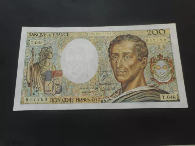 billet de 200 francs MONTESQUIEU année 1987 état SUP