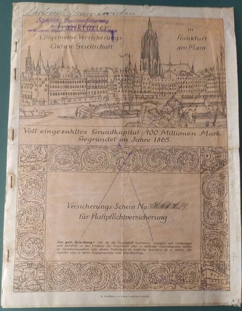Germany 1865 Frankfurter Allgemeine Versicherungs Aktien Gesellschaft Mark Bond