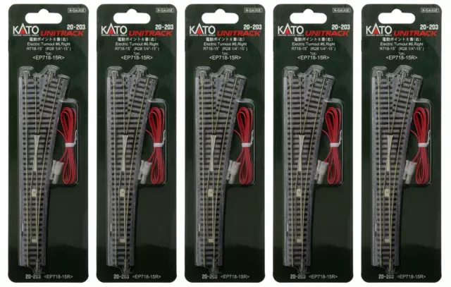 KATO 20-203 N Scale Unitrack Electric Turnout #6 Right Hand 5 Piece R718-15