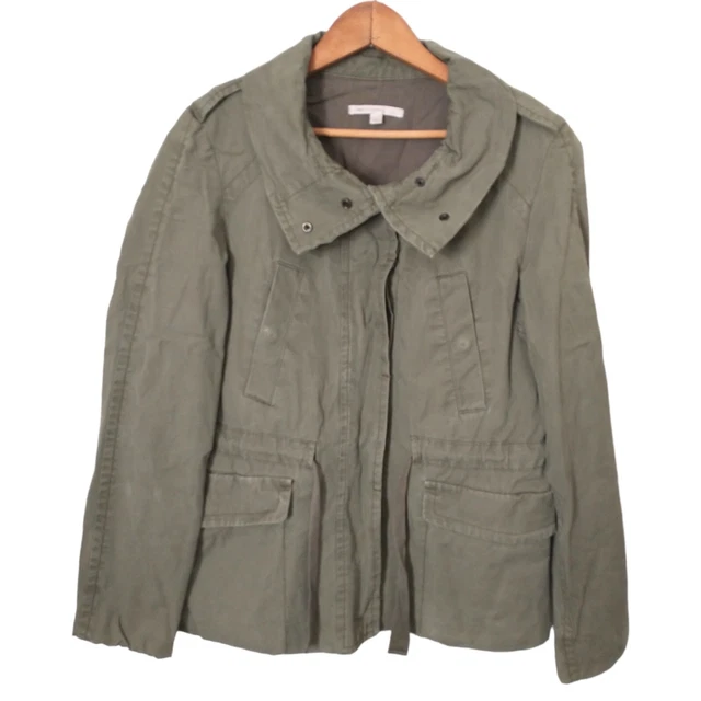 Gap Jacket Utility Y2K 90s Womens Xs Funnel Neck Khaki Grunge Punk Army Green