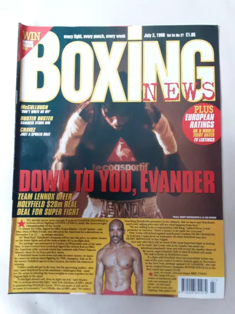 BOXING NEWS 3rd JULY 1998 EVANDER HOLYFIELD OFFERED $20m TO FIGHT LENNOX LEWIS