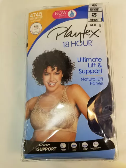 PLAYTEX 4745 18 Hour Ultimate Lift & Support Blue Bra New Size 42C $18. ...