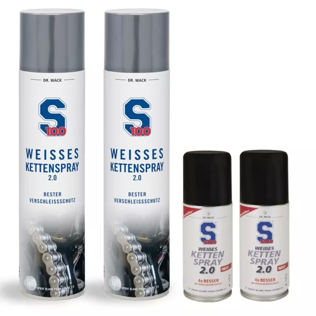 S100 2x weißes Kettenspray 400ml 2x weißes Kettenspray 100ml von Dr Wack