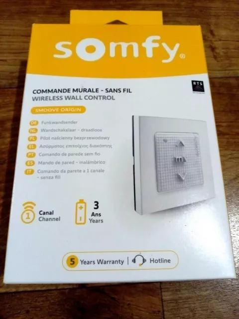 Commande Murale Sans Fil 1 Canal SOMFY Smoove Origin RTS Volets Roulants