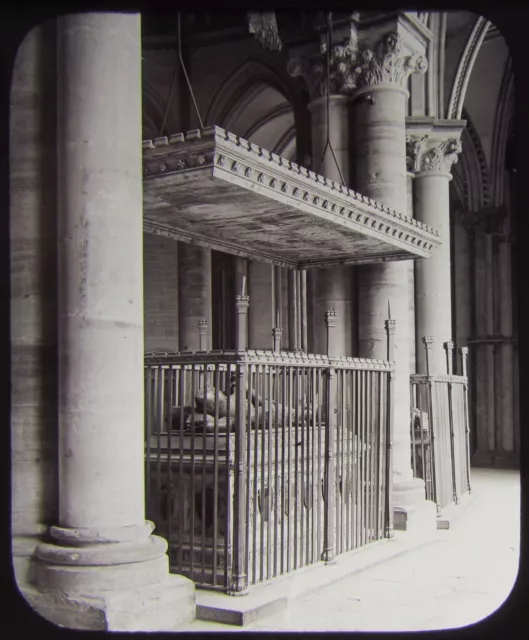 Glass Magic Lantern Slide TOMB OF BLACK PRINCE CANTERBURY CATHEDRAL C1890 PHOTO