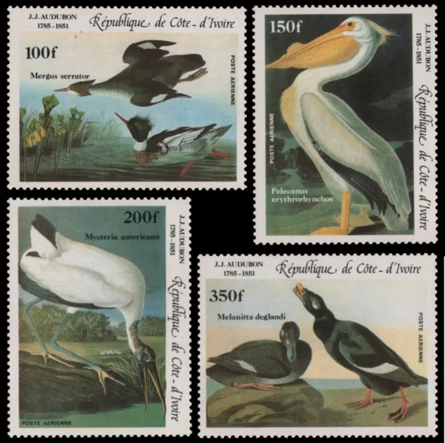 Elfenbeinküste 1985 - Mi-Nr. 853-856 ** - MNH - Vögel / Birds - Audubon