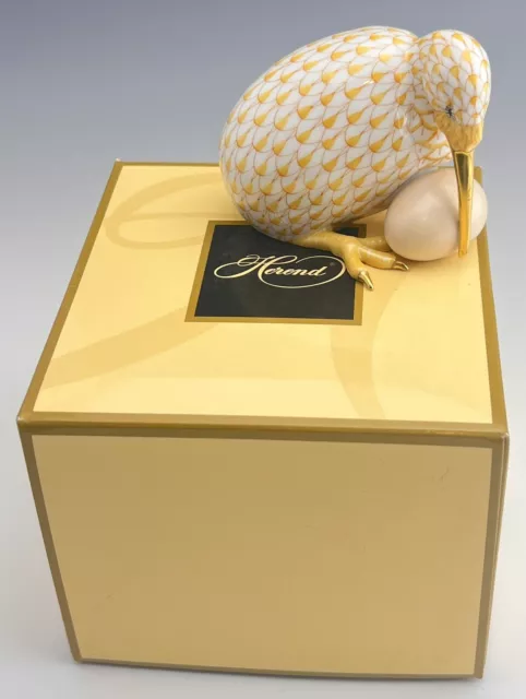 🦋 NEW IN BOX HEREND Kiwi Bird Butterscotch Fishnet Figurine ($595 Retail)