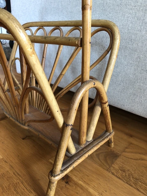 Porte-Revue Vintage Rotin Et Métal Noir – Années 50 – Déco Scoubidou