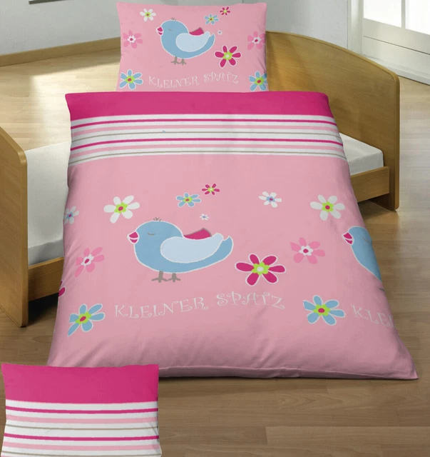 Baby Bettwäsche 100x135 cm Vogel, Kleiner Spatz, Baumwolle B-Ware
