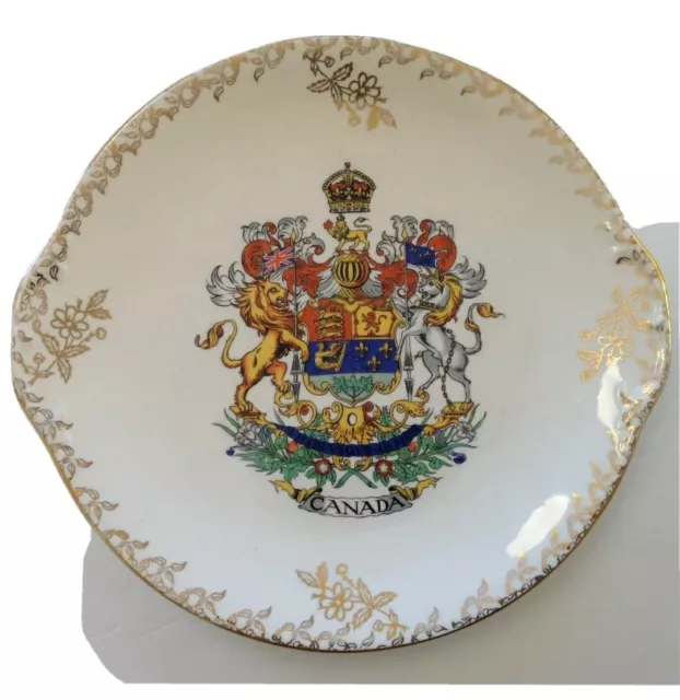 Royal Winton Grimwades England Canada Plate Gold Trimmed Lion Crown Crest