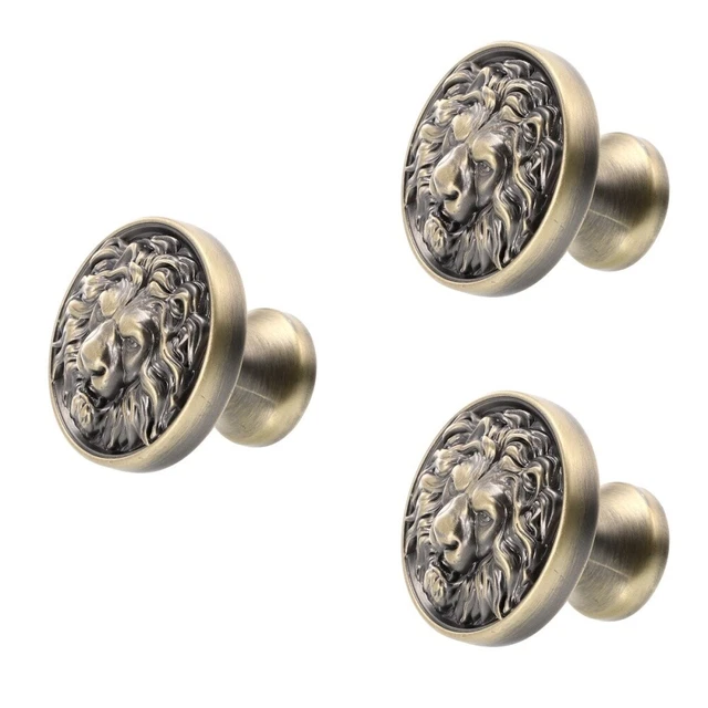 3 Pcs lion head handle drawer pulls metal antique wardrobe handle drawer knobs v