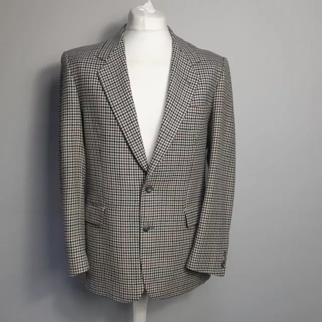 Vintage BHS Men's Pure New Wool Dogtooth Blazer Size 40 R Jacket