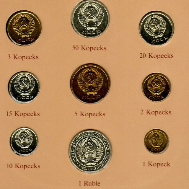 Coin Sets of All Nations USSR Russia 1976-1979 20,15,3,1 Kopeck 1976 UNC 3