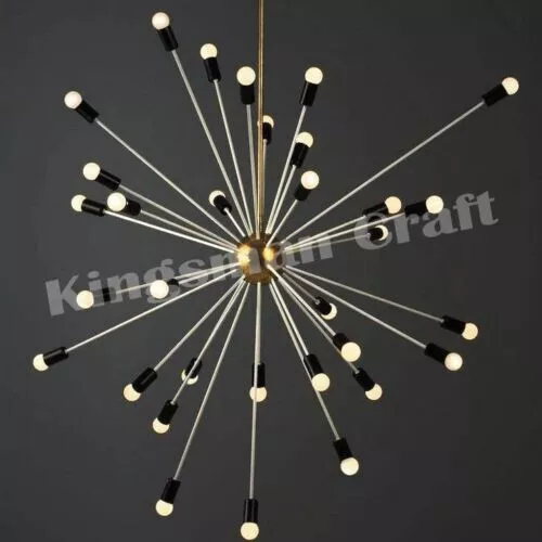 Mid century Style 32 Arms Huge Light Modern Black Italian Sputnik Chandelier