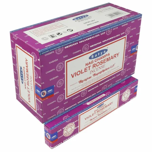 Satya Violet Rosemary Incense Sticks Agarbatti 180 Grams Box 12 Pack of 15 Grams