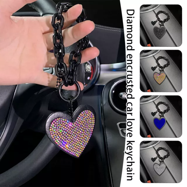 Car Rhinestone Key Chain Leather Pendant Microfiber Love Diamond Bling Keyring