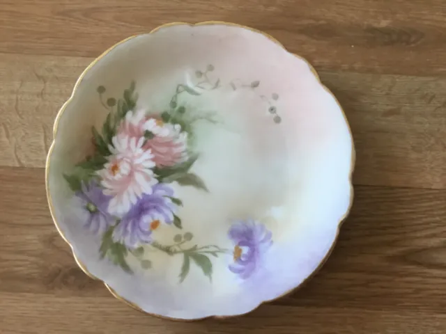 Vintage D & Co Limoges France Hand Painted Plate 6” Pink Purple Signed R. Willis