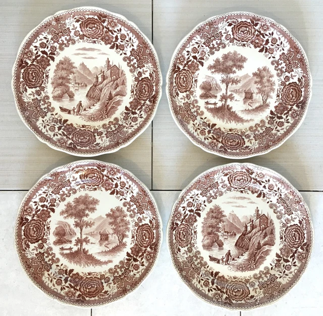 Lot 4 Assiettes A Dessert Villeroy & Boch Burgenland Marron Faience Vintage