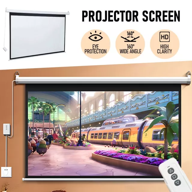 125" Inch Electric Motorised Projector Screen Home HD TV Projection 3D 3