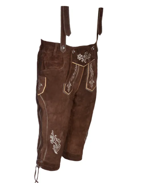 Oktoberfest Suede Leather Bavarian Shorts with Suspenders 32" Lederhosen