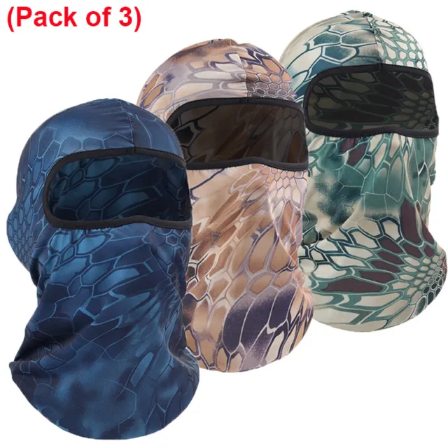 3× Tactical Balaclava Full Face Masks UV Protection Ski Sun Hood for Men Women