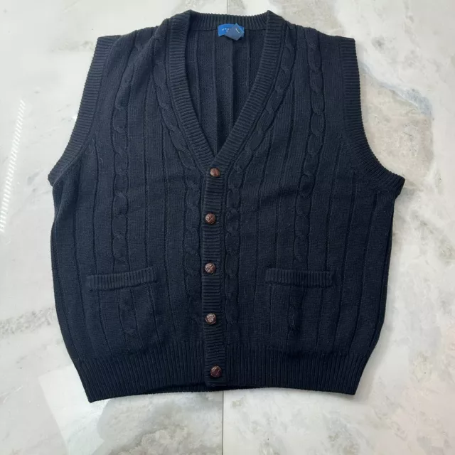 Towncraft Sweater Adult 2XL XXL Blue Vest Golf Chunky Fisherman Knit Business