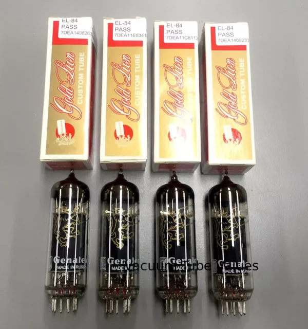 Factory Platinum Matched QUAD Genalex Gold Lion EL84 EL-84 Tubes 24hr Burn-in