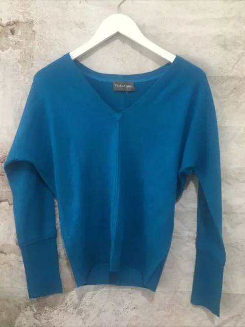 Michael Stars Teal Wool / Cashmere Blend V Neck Sweater Size 1