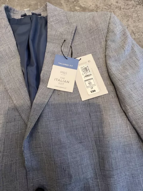 £99 BNWT MARKS & SPENCER blue blazer- Smart suit jacket 40” reg-Tailored Fit M&S