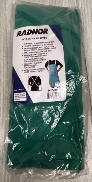 RADNOR 24" x 36" Welder's Bib Apron Lightweight Flame Retardant WESTEX Cotton