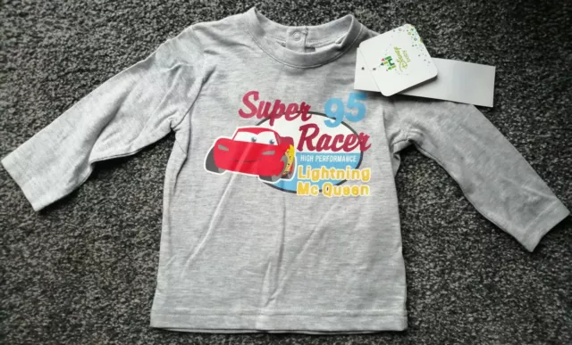 *SALE* BNWT Disney Baby Boys Cars Racing Lightening Mcqueen Grey Top 6mths