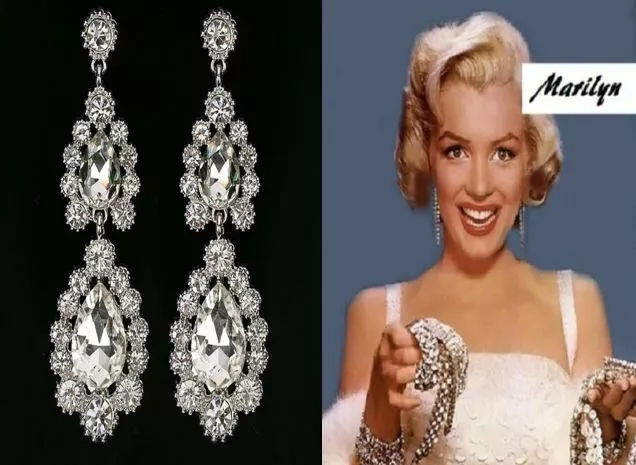 Orecchini '50 <Marilyn Monroe> Cm.7,5 Gr.36 Brillanti-Fancy,Lega Argento-Platino