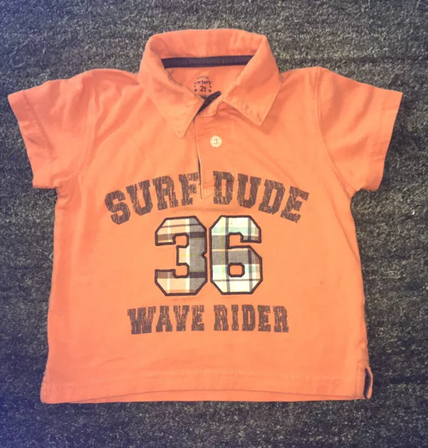 Carter’s Boys Short Sleeve Shirt Size 2T. Surf Dude/Wave Rider