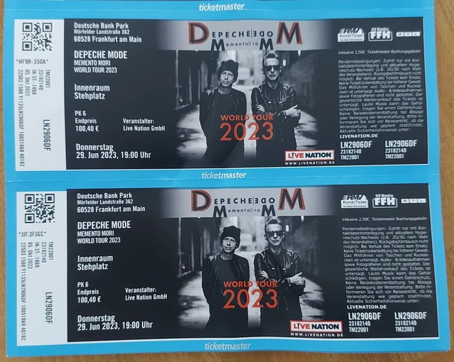 2 Tickets Eintrittskarten Depeche Mode 29. Juni 2023 Frankfurt am Main