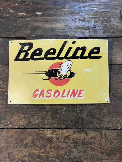 Vintage Metal Sign Beeline Motor Oil Antique Gas Pump Can Shell Texaco Sinclair