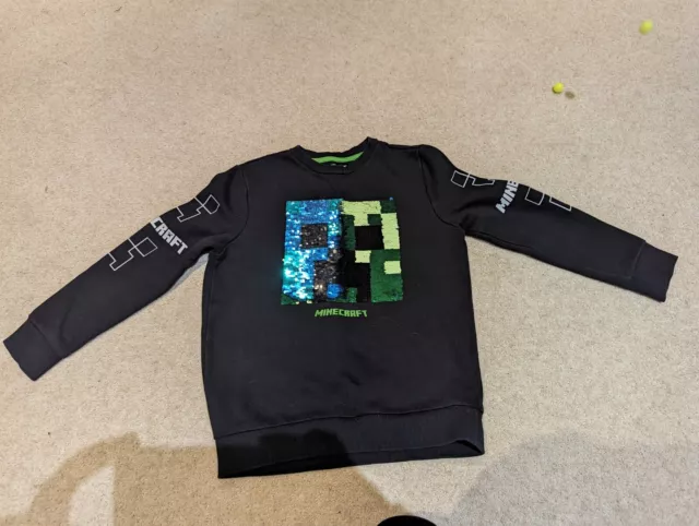 BOYS MINECRAFT KNIT Green Christmas Jumper 8 9 Yrs Immaculate