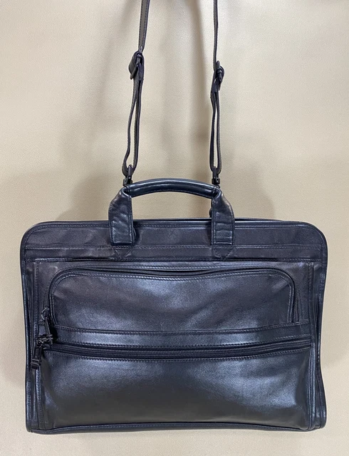 Vintage Tumi 9602D3 Black Nappa Leather 15” Slim Briefcase