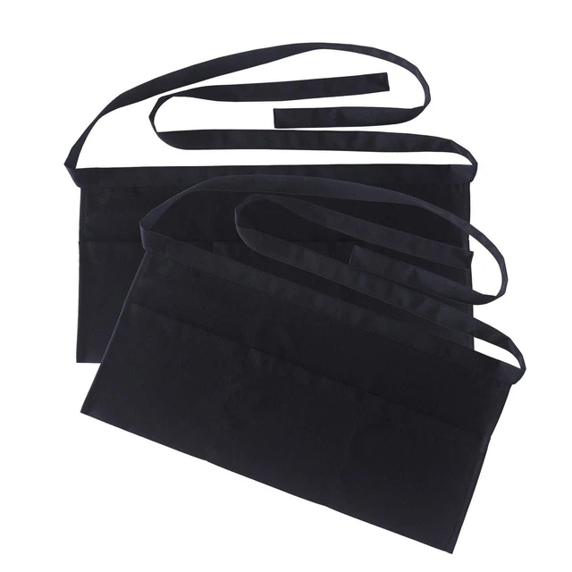 Water-Resistant Waist Server Apron - 3 Pocket, Unisex, Cafe/Bakery