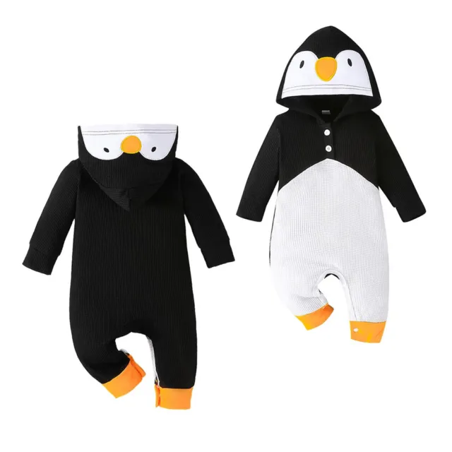Newborn Baby Kids Penguin Hooded Romper Cute Animal Jumpsuit Cosplay Costumes AU