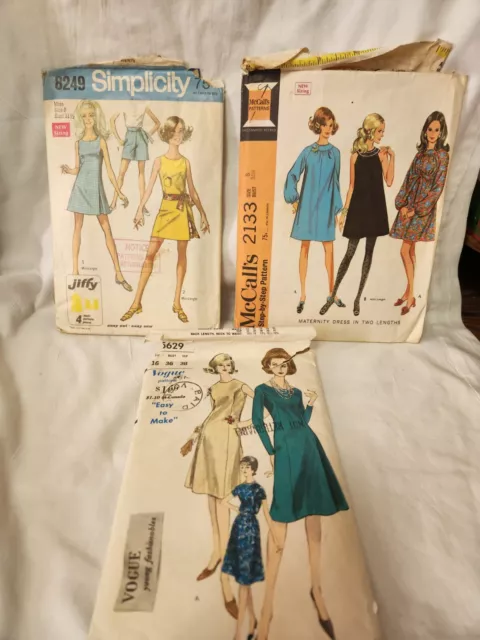 Simplicity McCalls Vogue Patterns Dresses Gowns 60's 70's 2133 8249 5629