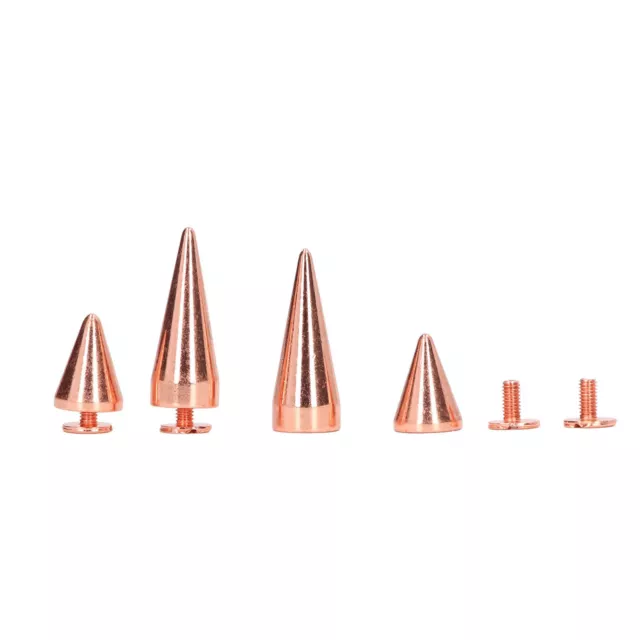 10x Punk Cone Spikes Studs Rose Gold Metal Electroplated Spike Screw Rivets For♪
