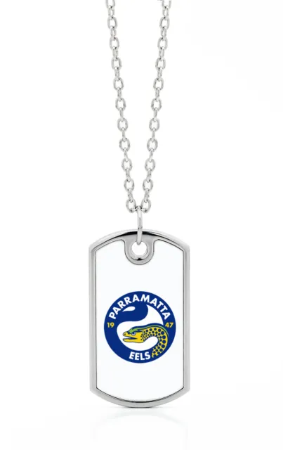 Parramatta Eels Nrl Colour Dog Tag Chain Mens Necklace Jewellery Accessories
