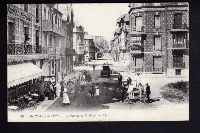 MERS LES BAINS somme CPA 80 belle animation sur l'avenue de la gare carte LL 36