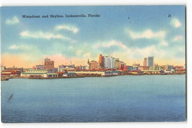 Postcard Waterfront and Skyline, Jacksonville, Florida Unposted VTG ME8.