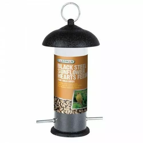 Gardman Black Steel Outdoor Wild Bird Garden Hanging Sunflower Heart Seed Feeder