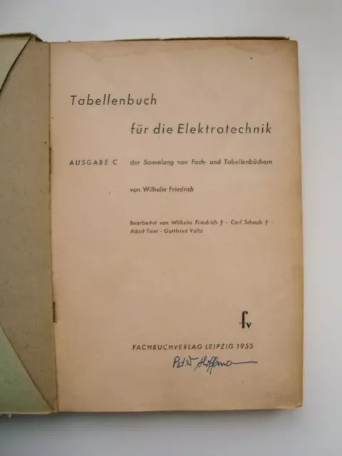 Tabellen Buch für Elektro Technik von 1955 2